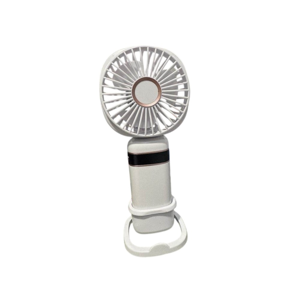 Ανεμιστηράκι Χειρός Soultronic S-21 USB, 4000mAh και 5 ταχύτητες, Οθόνη ενδείξεων, Βάση στήριξης, Λουράκι, Λευκό
