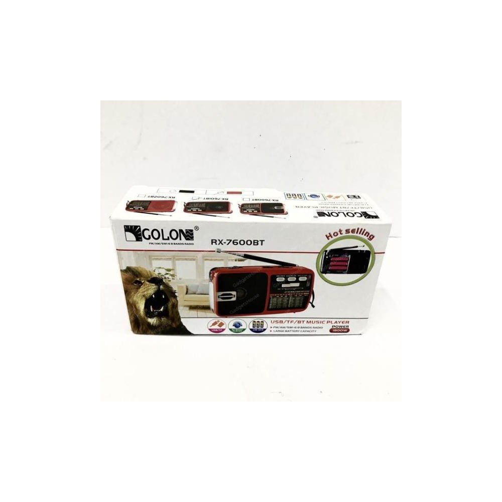 Golon RX-7600BT Φορητό Ραδιόφωνο Επαναφορτιζόμενο με Bluetooth και USB Κόκκινο
