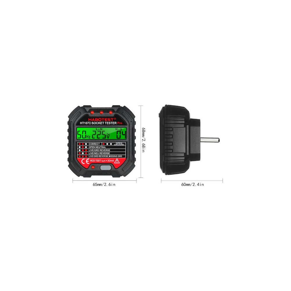 Habotest HT107D Tester Καλωδίων Ρεύματος Πρίζα Ρεύματος Ψηφιακό