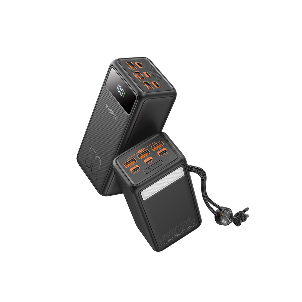W5001 Tank Lite Power Bank 50000mAh 22.5W with 3 USB-A Ports and USB-C Port Power Delivery Black