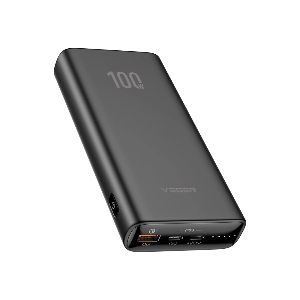 T100 Power Bank 20000mAh 100W με Θύρα USB-A και 2 Θύρες USB-C Power Delivery Μαύρο