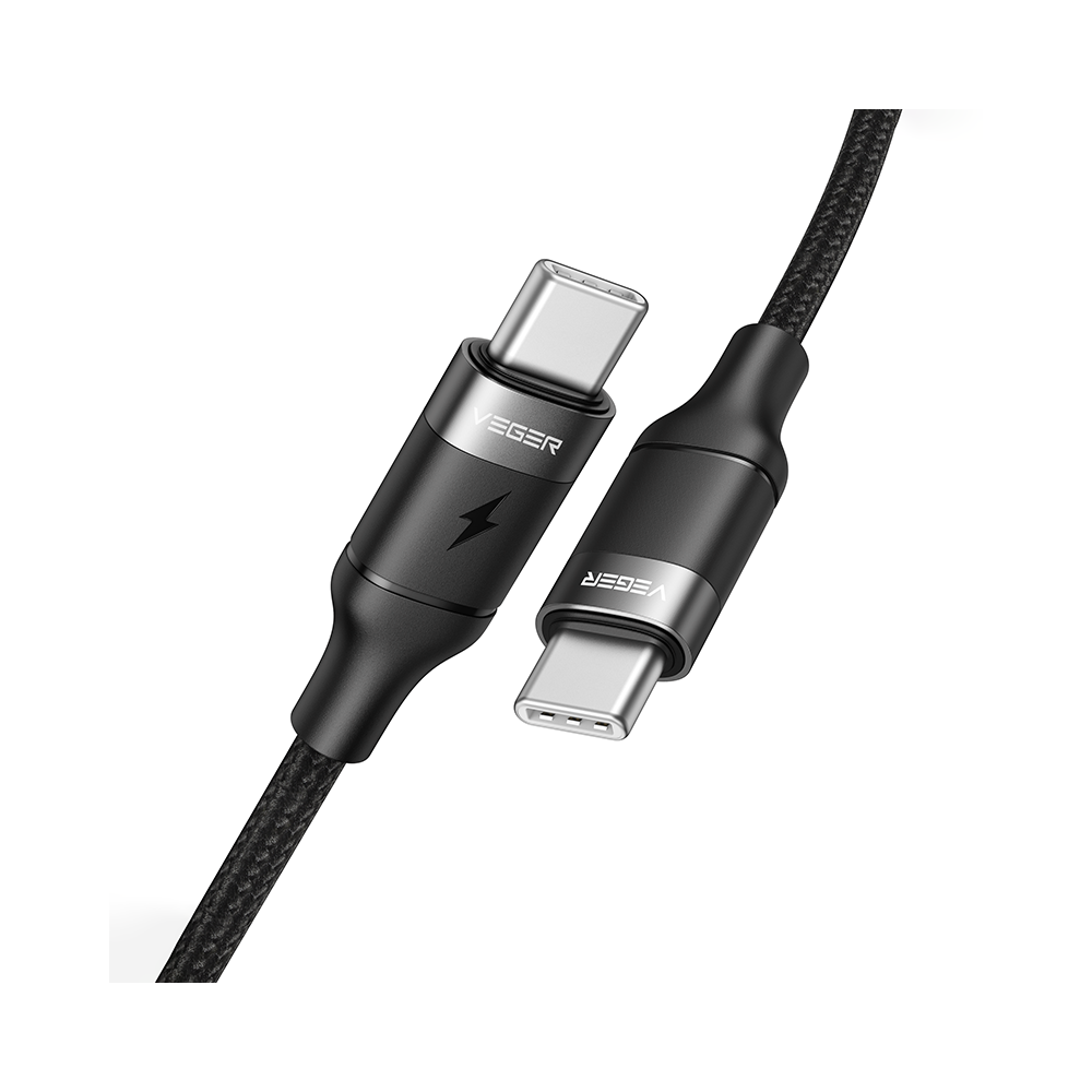 CC02 - Braided USB 2.0 100W Cable USB-C male - USB-C male Μαύρο 1.5m