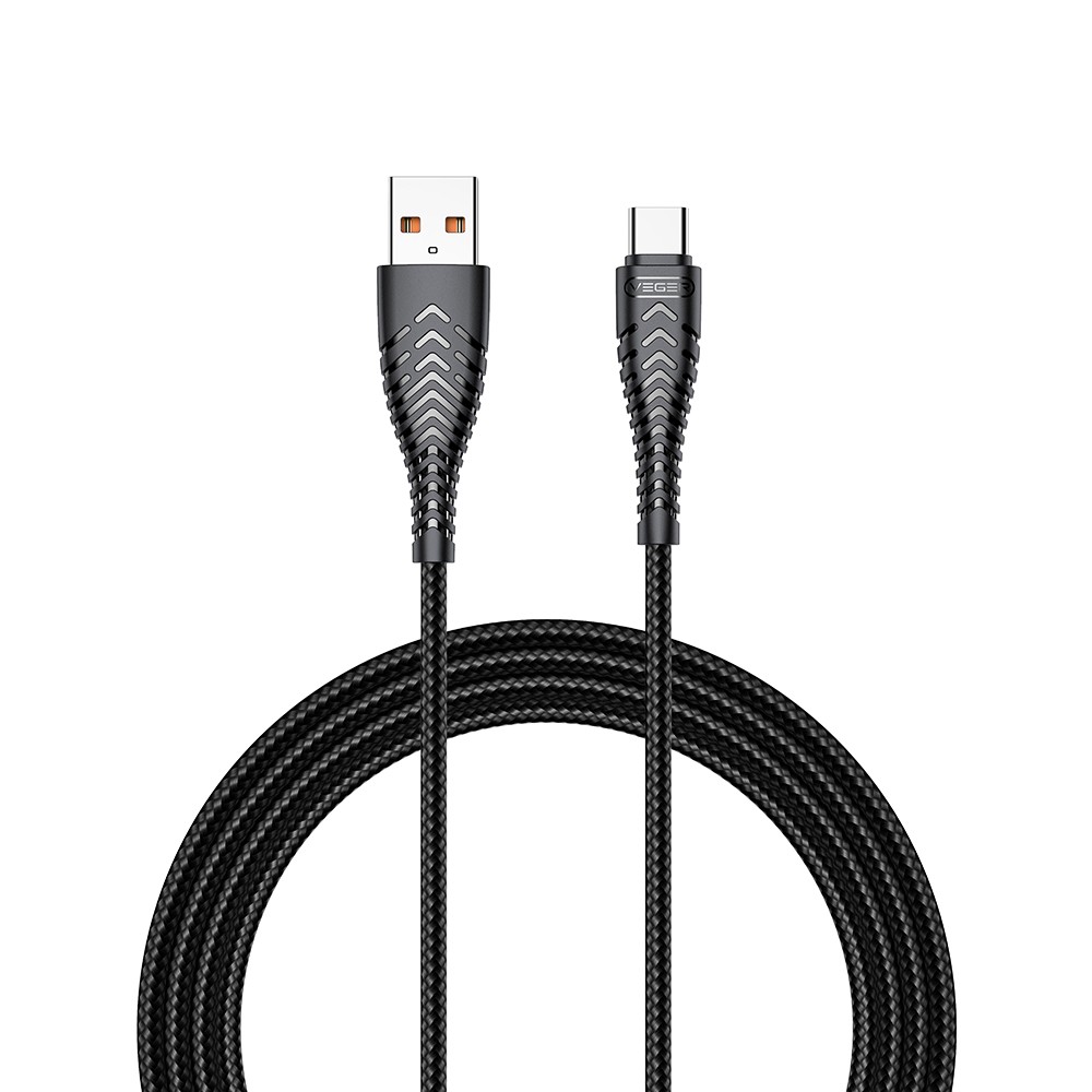 V104 Braided USB 2.0 DATA Cable USB-C male - USB-A male Μαύρο 1.2m