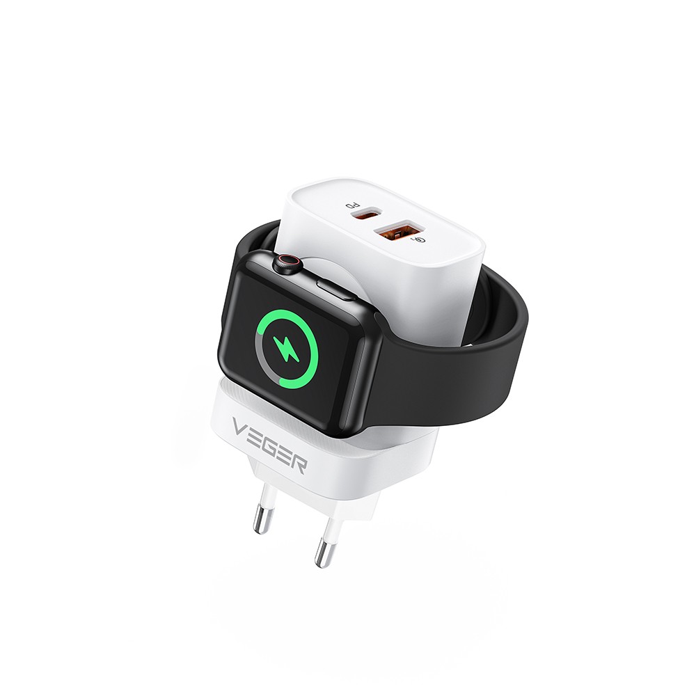 W002E Φορτιστής Χωρίς Καλώδιο με Θύρα USB-A και Θύρα USB-C 20W Power Delivery Λευκός