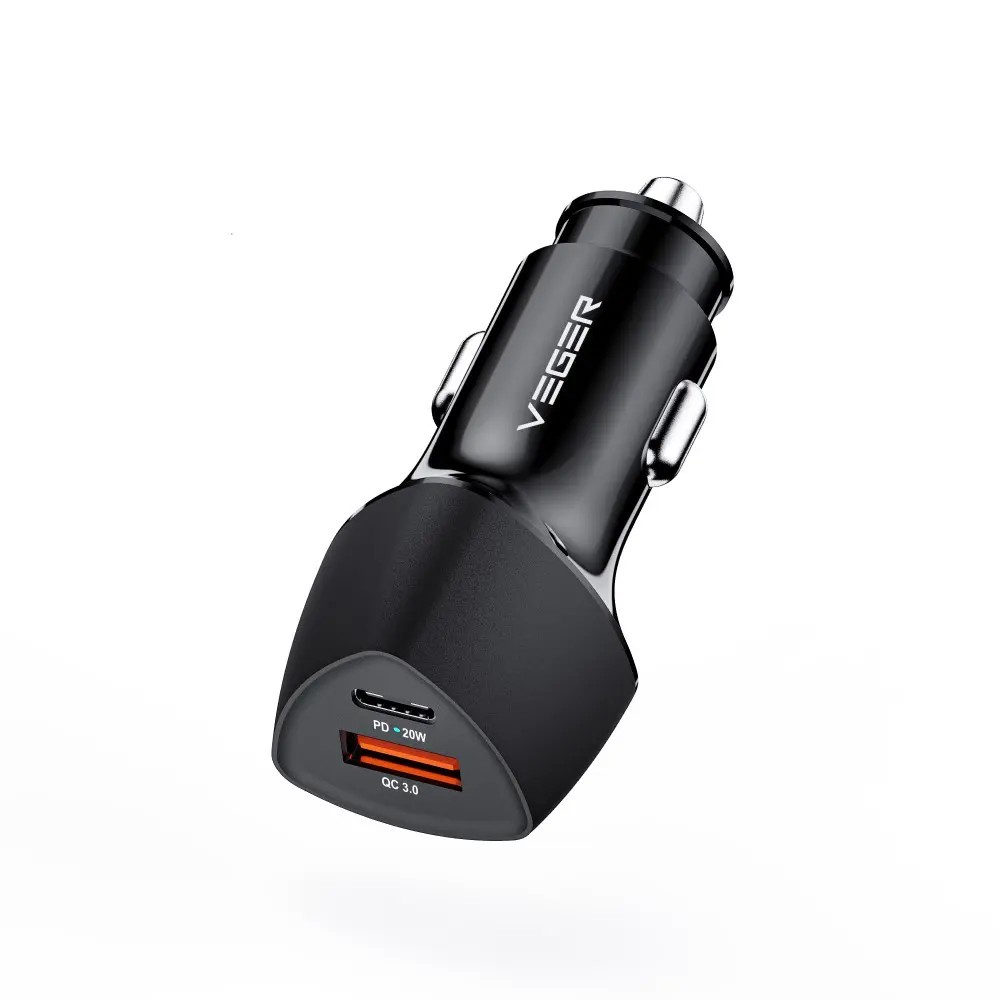 CC50-1A1C Φορτιστής Αυτοκινήτου Fast Charge με Δυο Θύρες Υποδοχής 38W - BLACK
