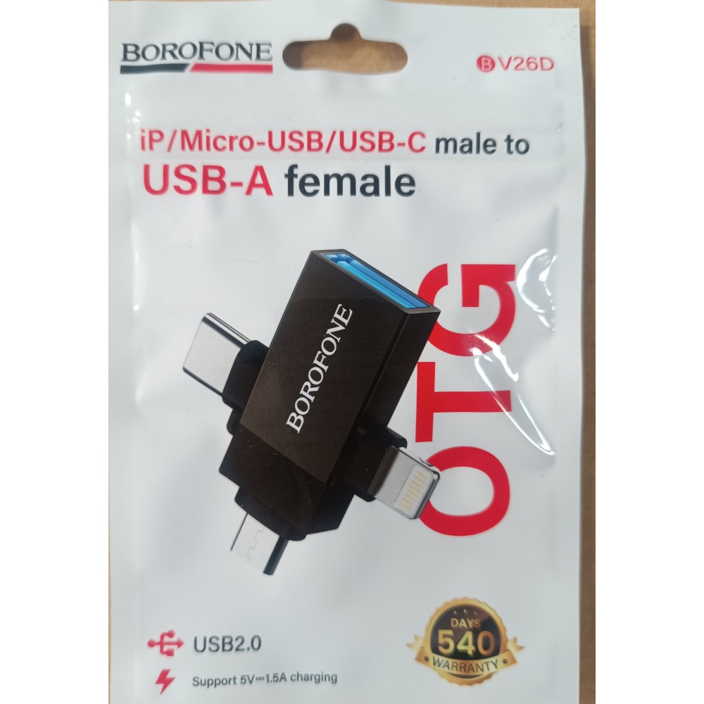 BOROFONE BV26D OTG iPhone/MicroUSB/USB-C σε USB-A Female